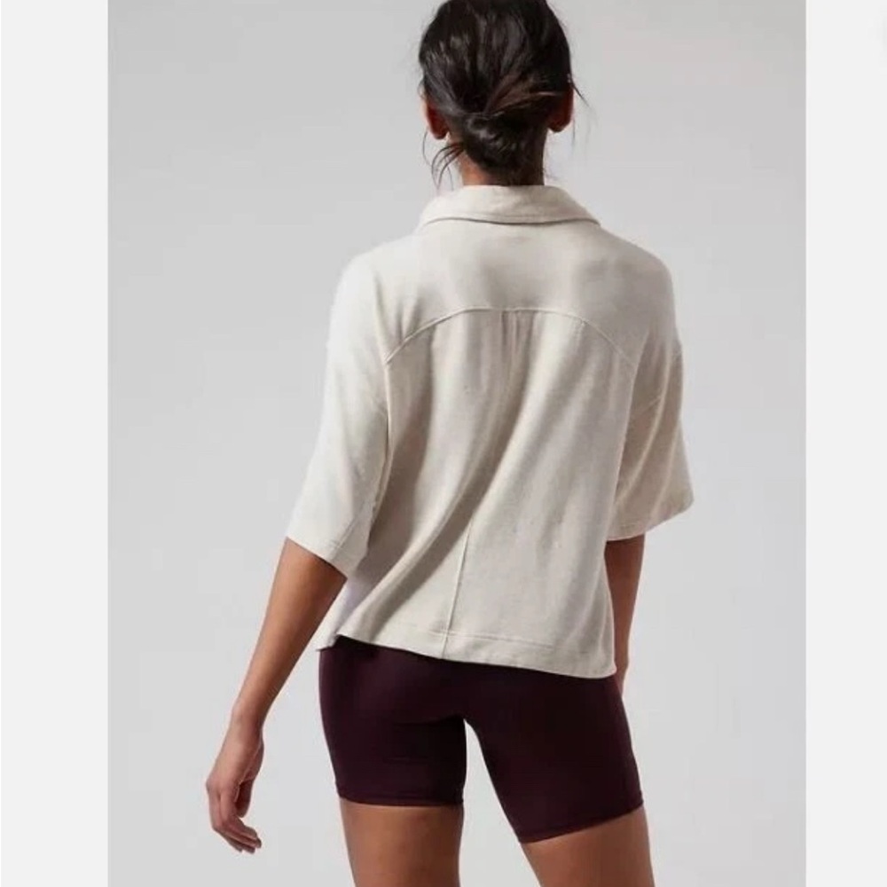 ATHLETA Westwood Oatmeal Oversized Crop V-Neck Top - Picture 6 of 8